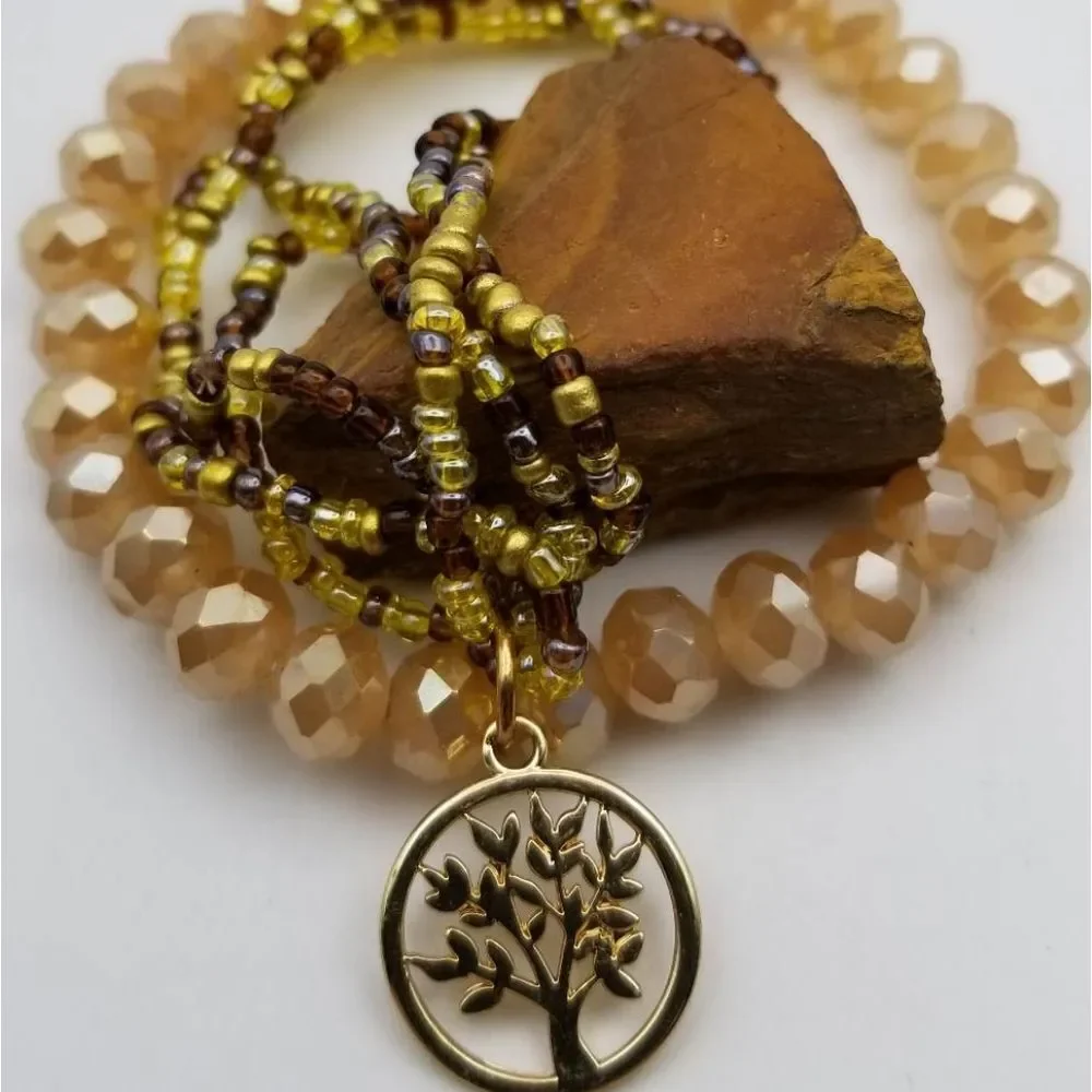 Tree of life marmalade‎ sparkle beaded bracelet
